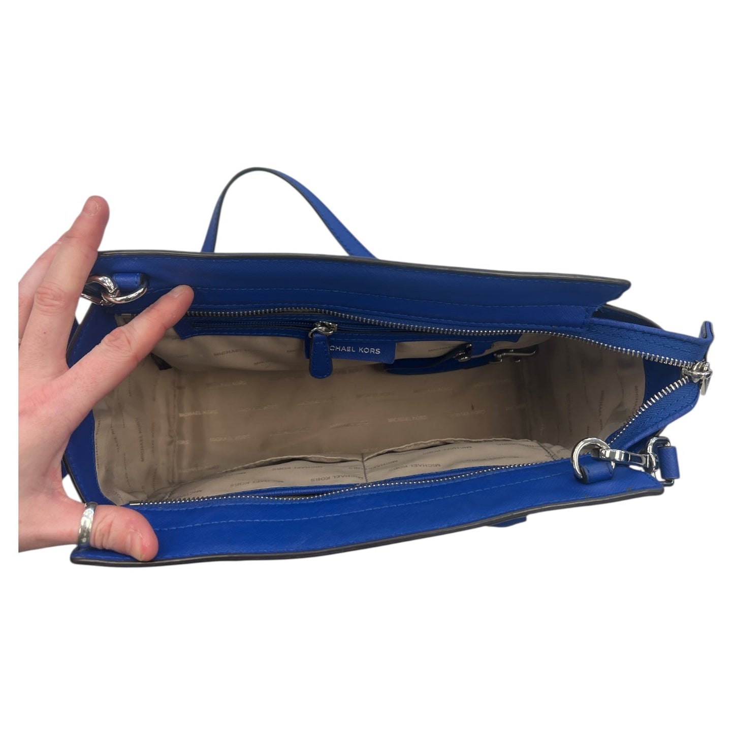 Handbag Designer By Michael Kors In Blue, Size:Medium