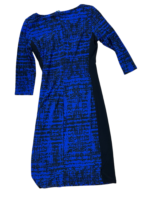Dress Casual Midi By Ralph Lauren In Black & Blue, Size:2