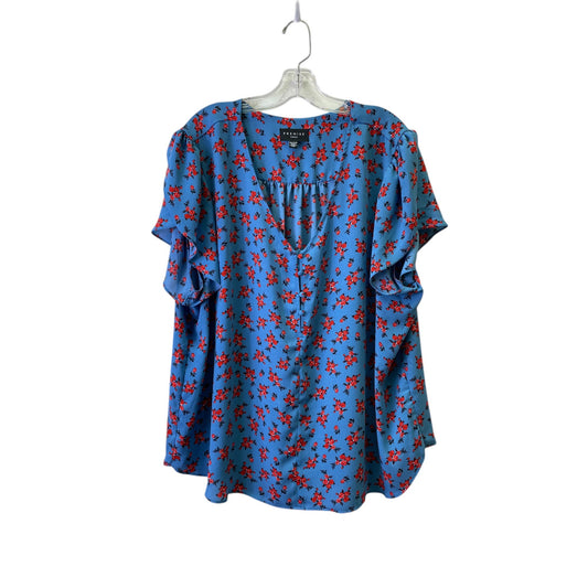 Top Sleeveless By Premise In Blue & Red, Size:3X