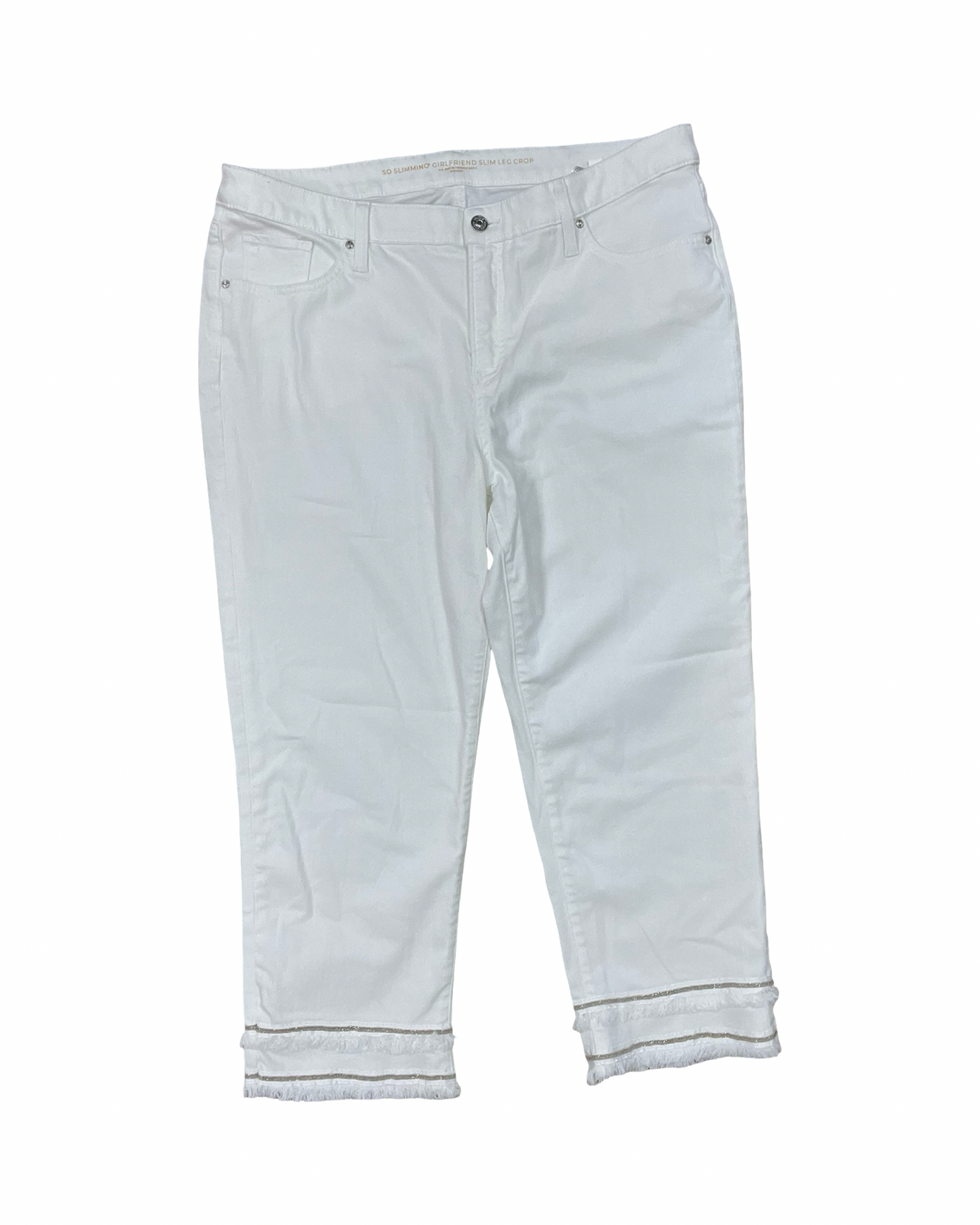 Jeans Cropped By Chicos In White Denim, Size:16