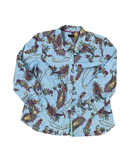 Blouse Ls By Talbots In Blue, Size:Mp