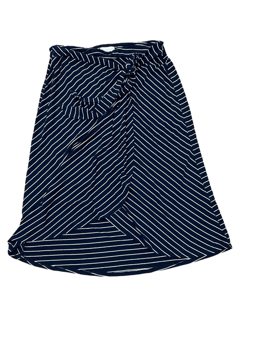 Skirt Midi By Adrienne Vittadini In Blue & White, Size:L