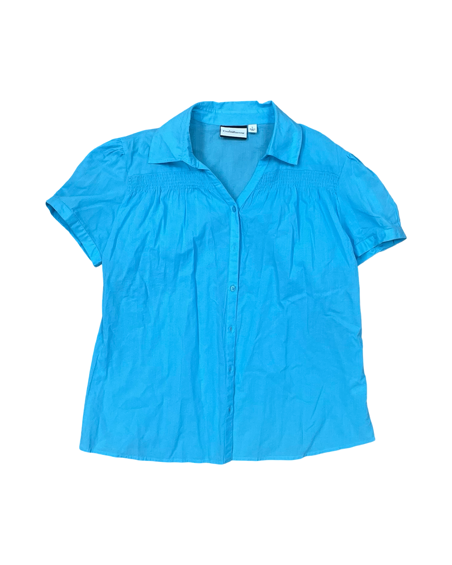 Blouse Ss By Croft And Barrow In Blue, Size:L