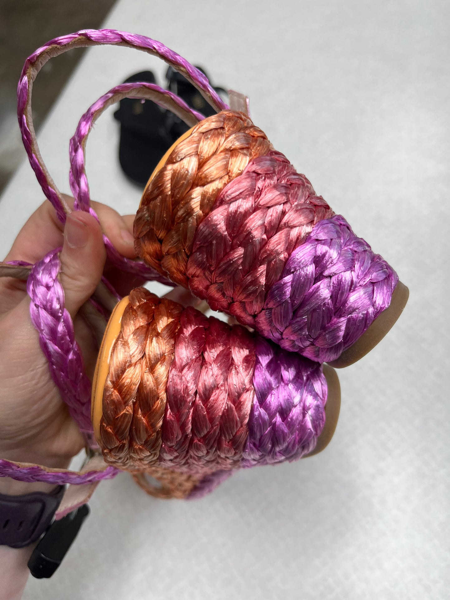 Sandals Heels Wedge By Cmc In Orange & Pink, Size:9