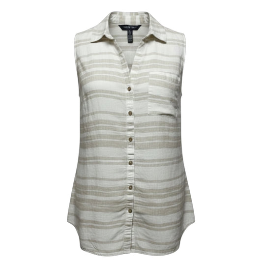 Linen Blend Button Down Sleeveless Top By Ellen Tracy In Striped Pattern, Size: S