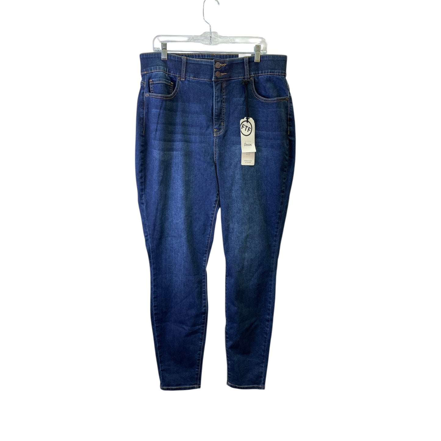 Jeans Skinny By Fashion To Figure In Blue Denim, Size:20