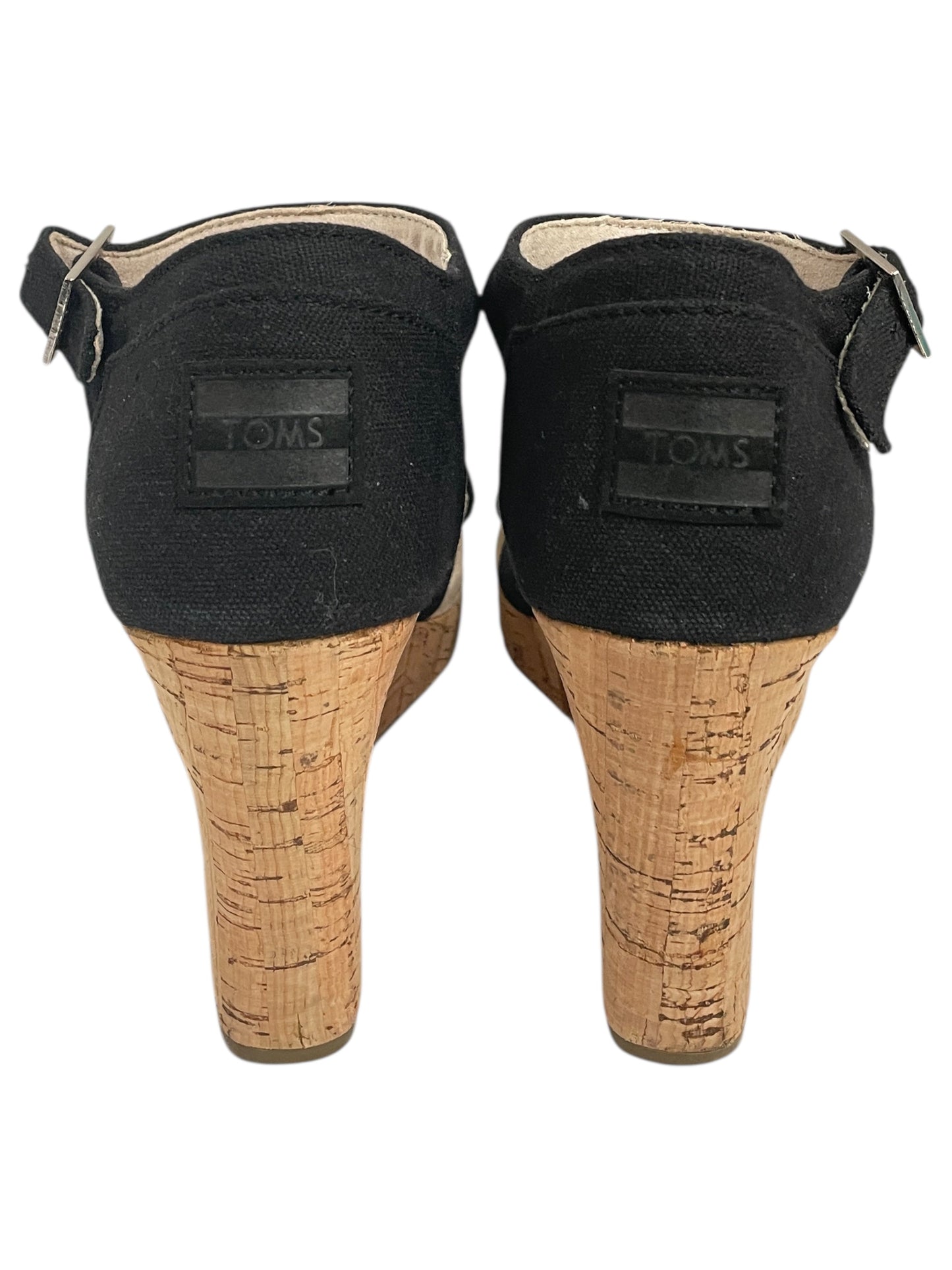 Sandals Heels Wedge By Toms In Black, Size:8.5
