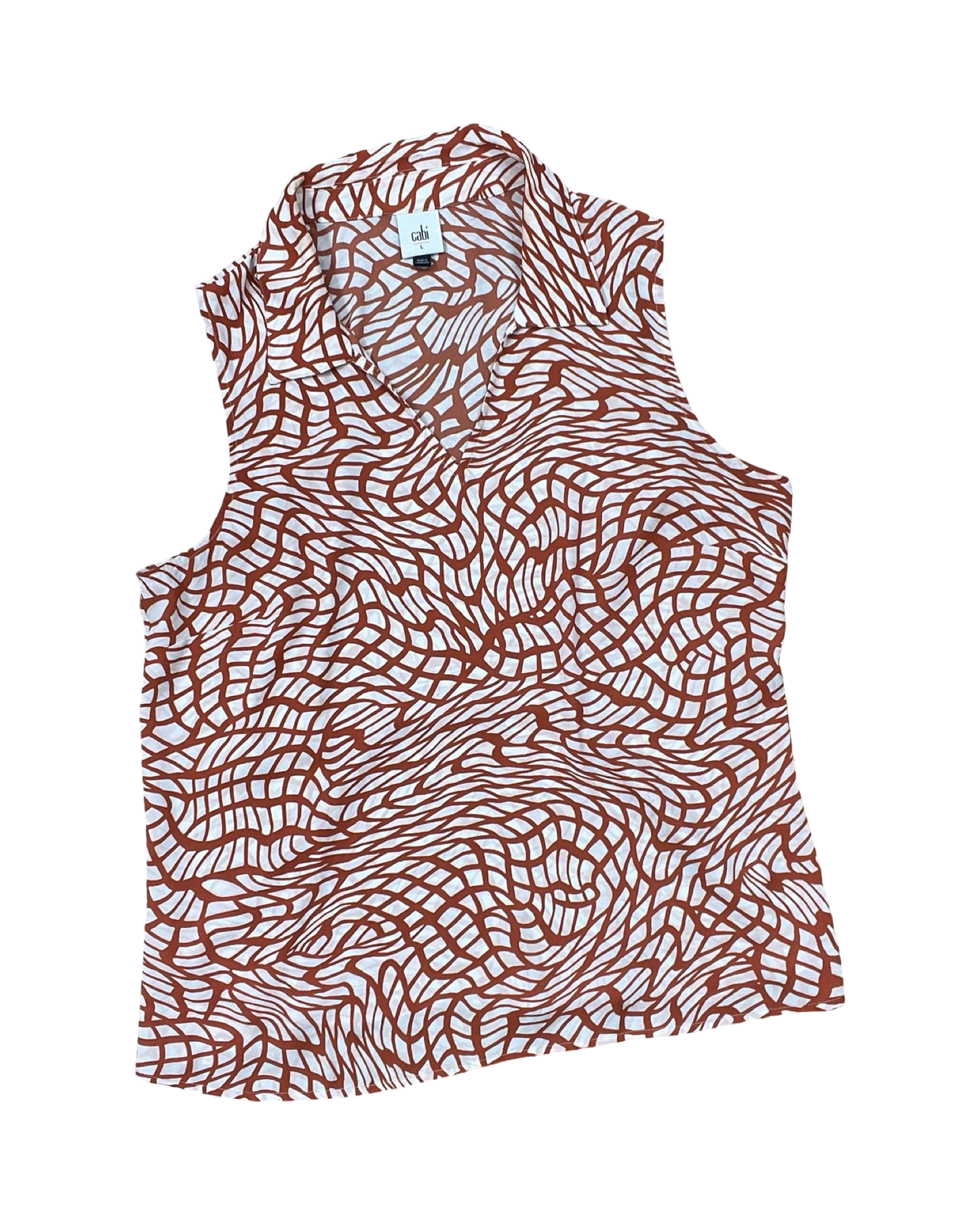 Top Sleeveless By Cabi In Cream & Orange, Size:L