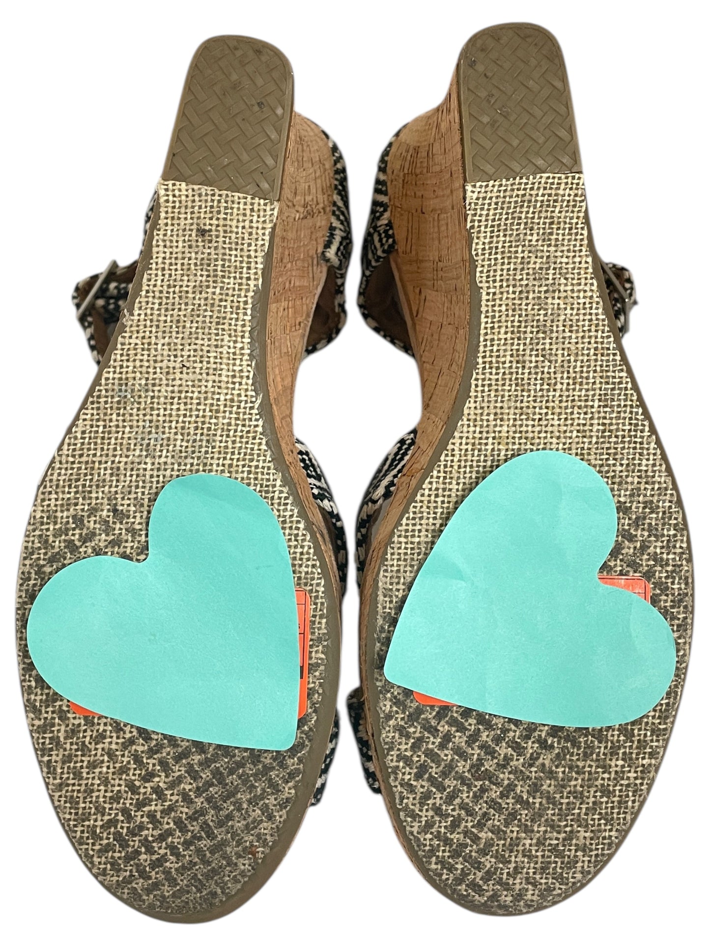 Sandals Heels Wedge By Toms In Black & White, Size:8.5