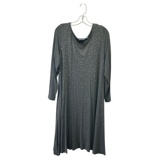 Dress Casual Short By Nina Leonard In Grey, Size:1X