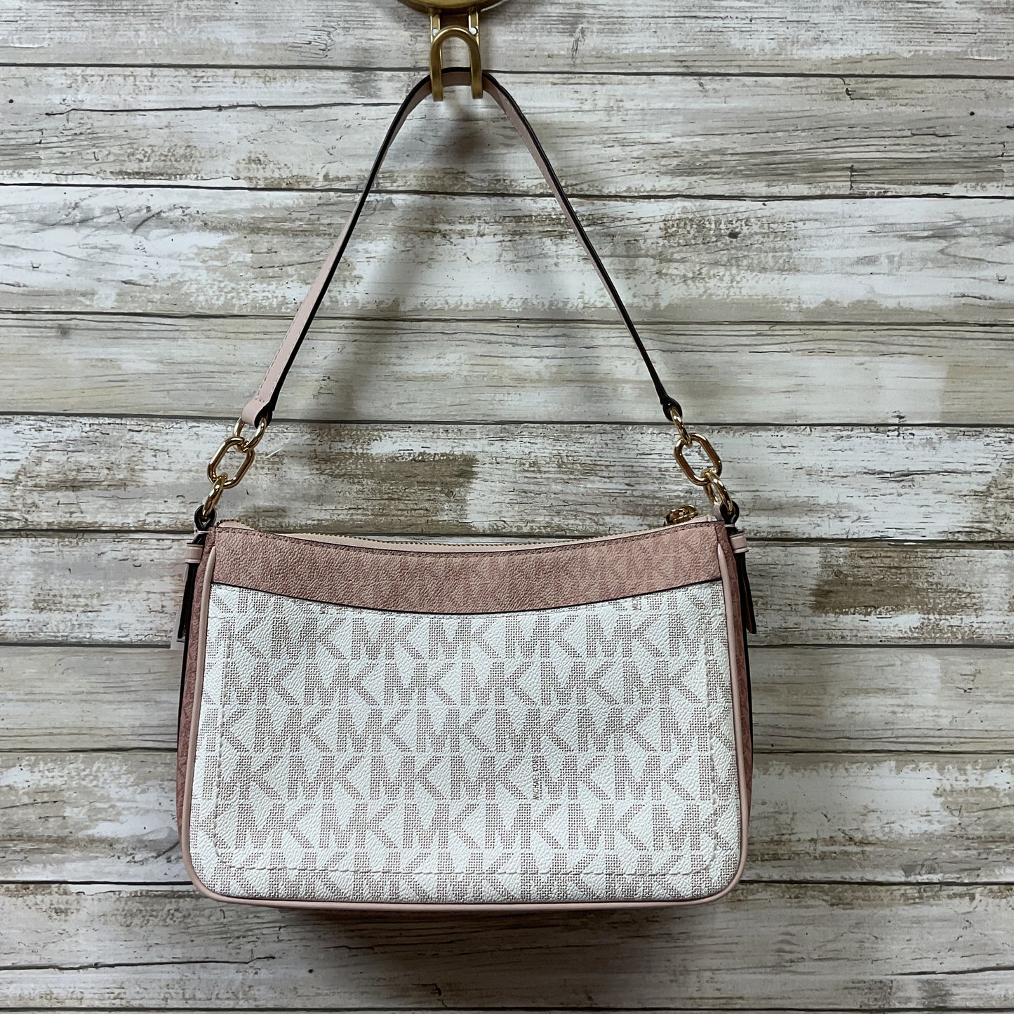 Handbag Designer By Michael Kors In Pink & White, Size:Medium