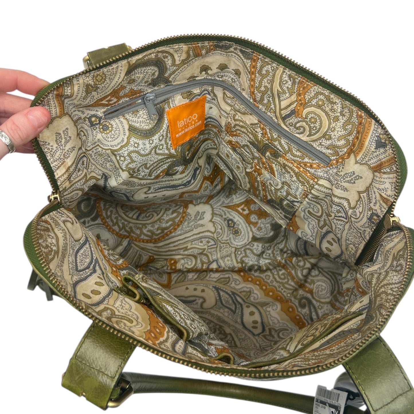 Handbag Leather By Cmc In Green, Size:Medium