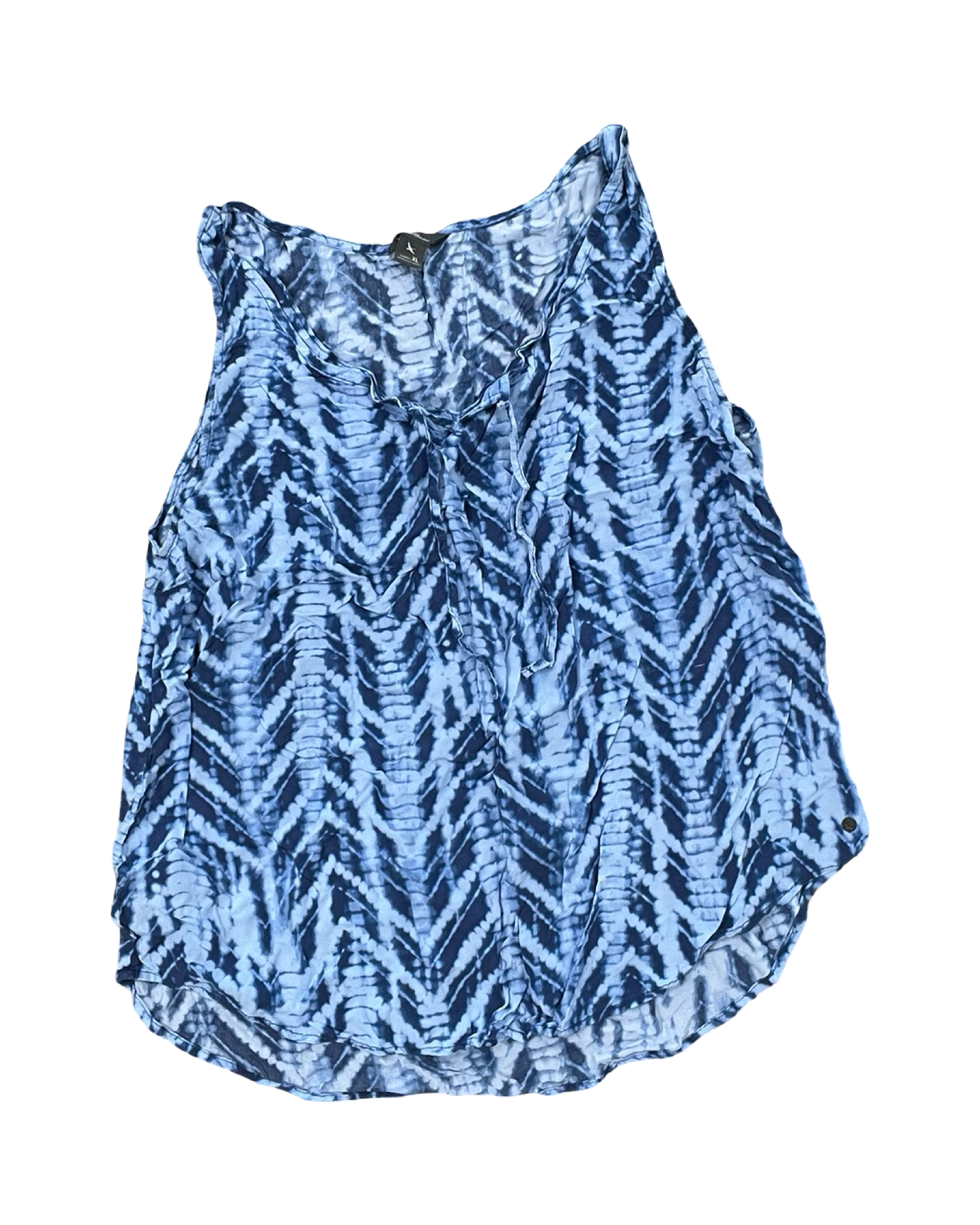 Top Sleeveless By Eddie Bauer In Blue & White, Size:Xl