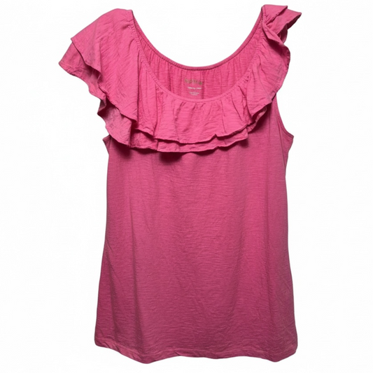 Wynne Ruffle Top Designer By Lilly Pulitzer In Pink, Size: XL