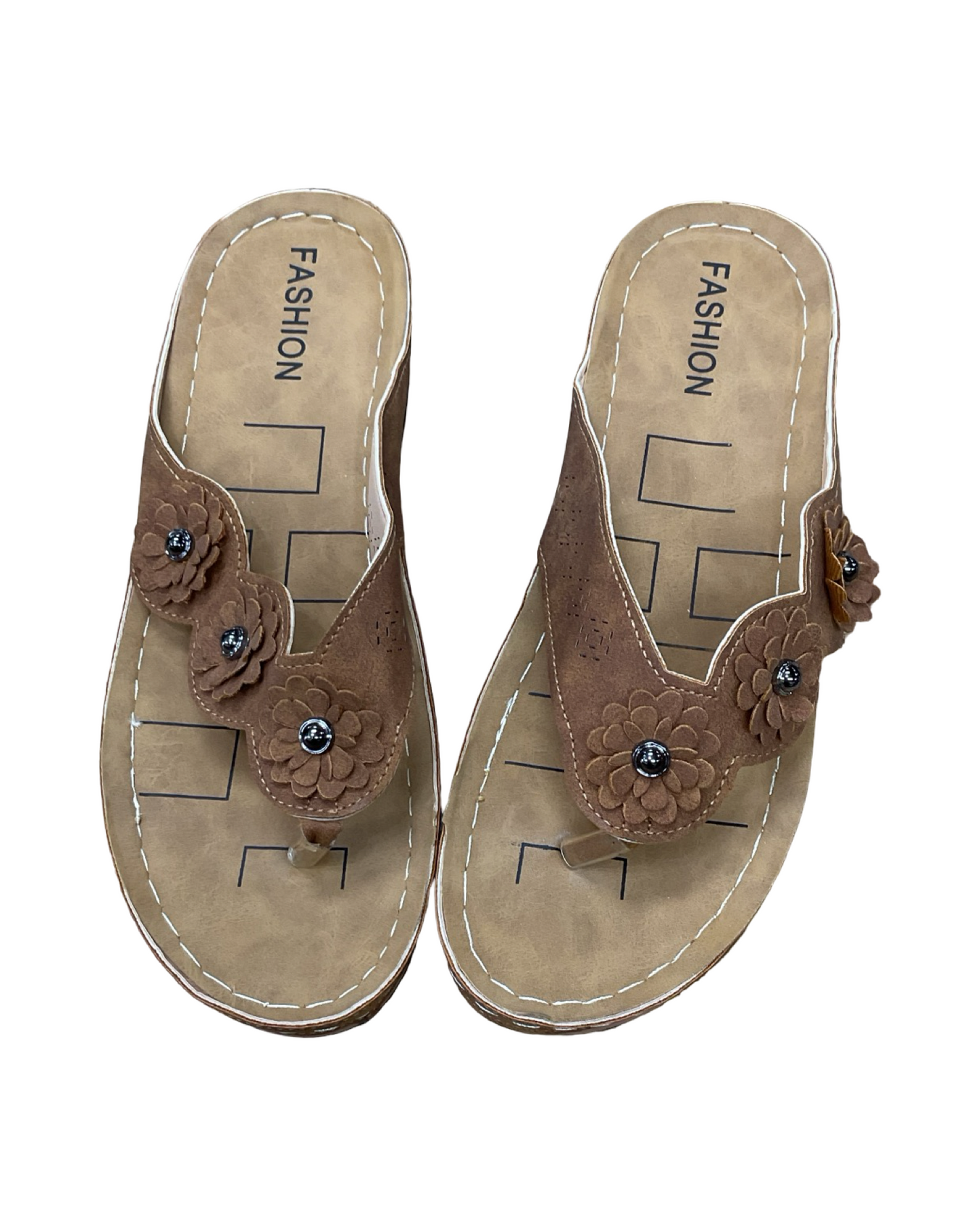 Sandals Flats By Clothes Mentor In Brown, Size:11.5