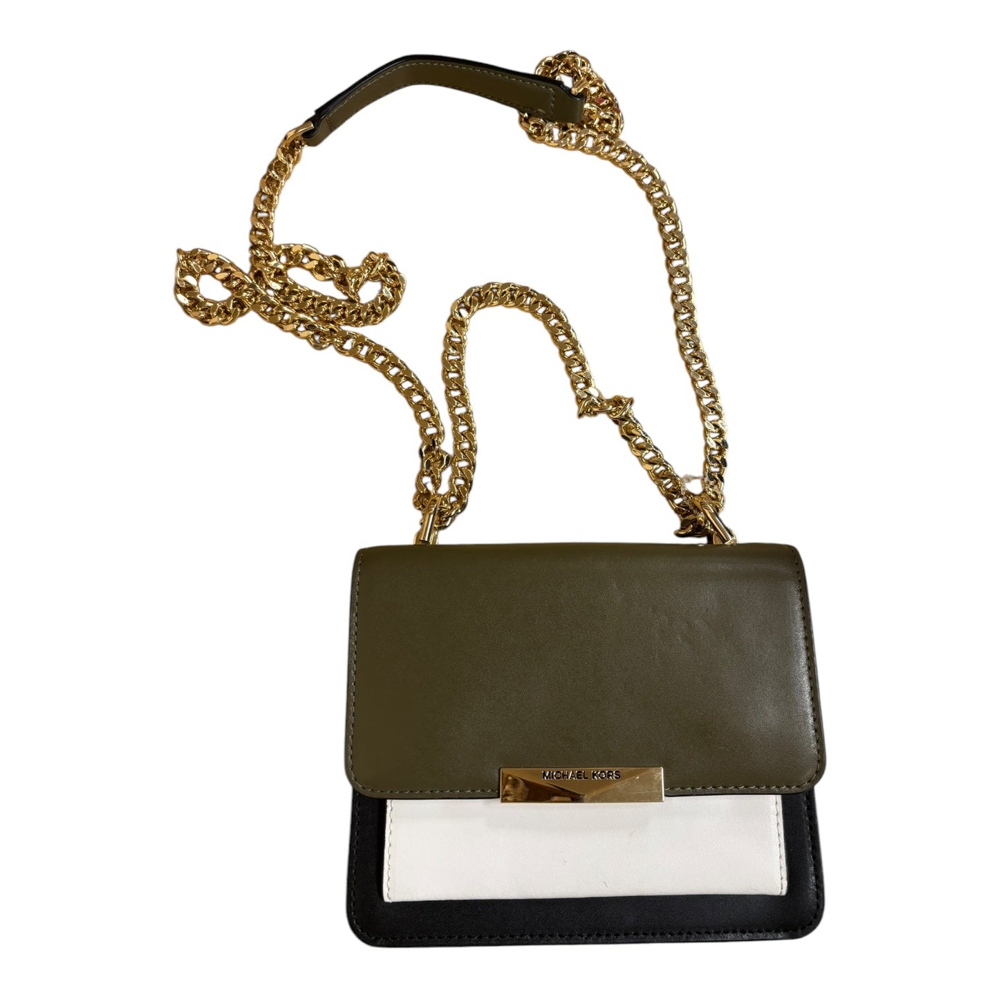 Crossbody Designer By Michael Kors In Green & White, Size:Small