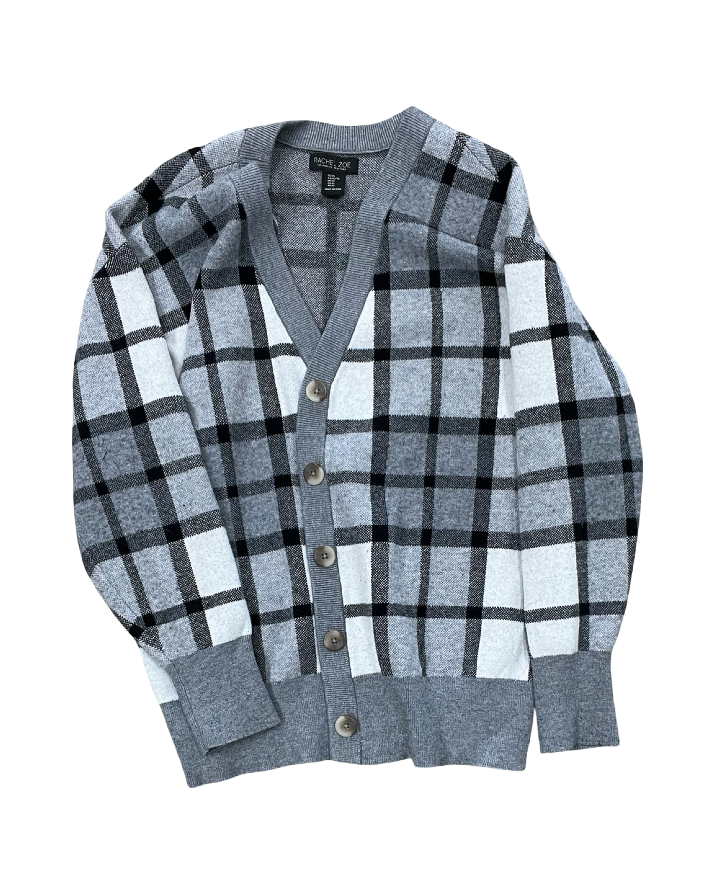 Cardigan By Rachel Zoe In Black & Grey, Size:Xl