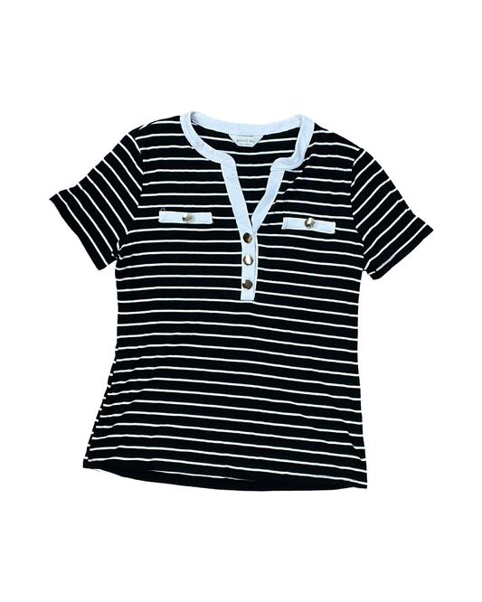 Top Ss By Clothes Mentor In Black & White, Size:L