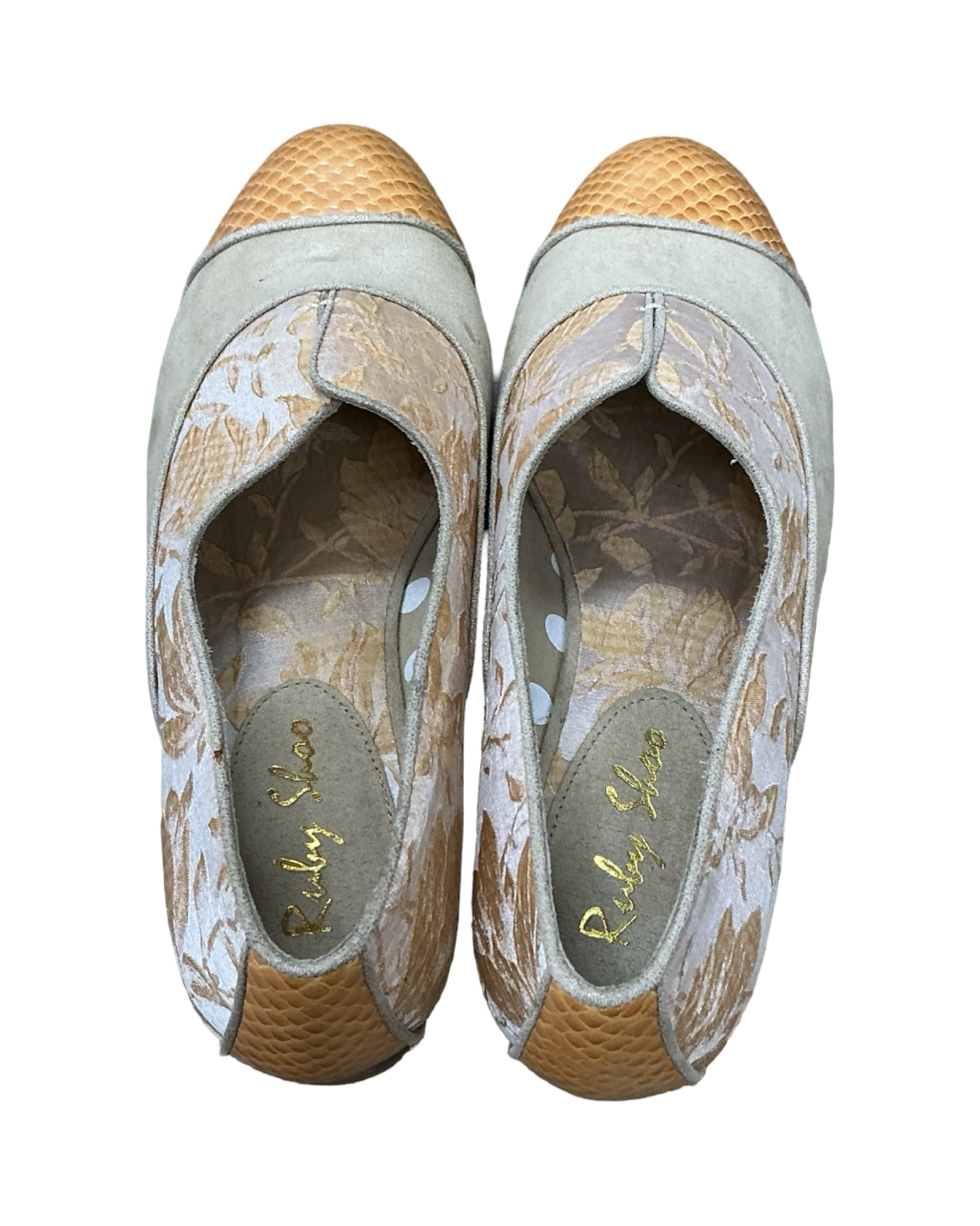 Shoes Heels Block By Clothes Mentor In Tan & White, Size:7