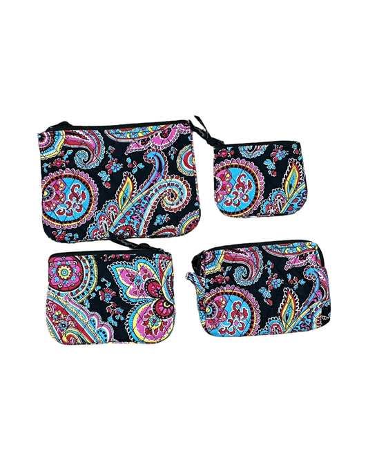Makeup Bag By Vera Bradley In Black & Pink, Size:Medium