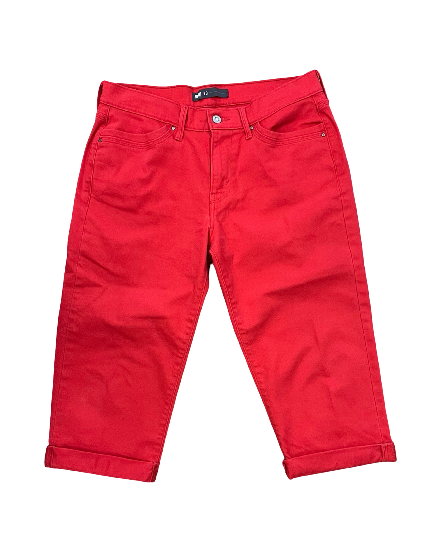 Jeans Cropped By Levis In Red Denim, Size:10