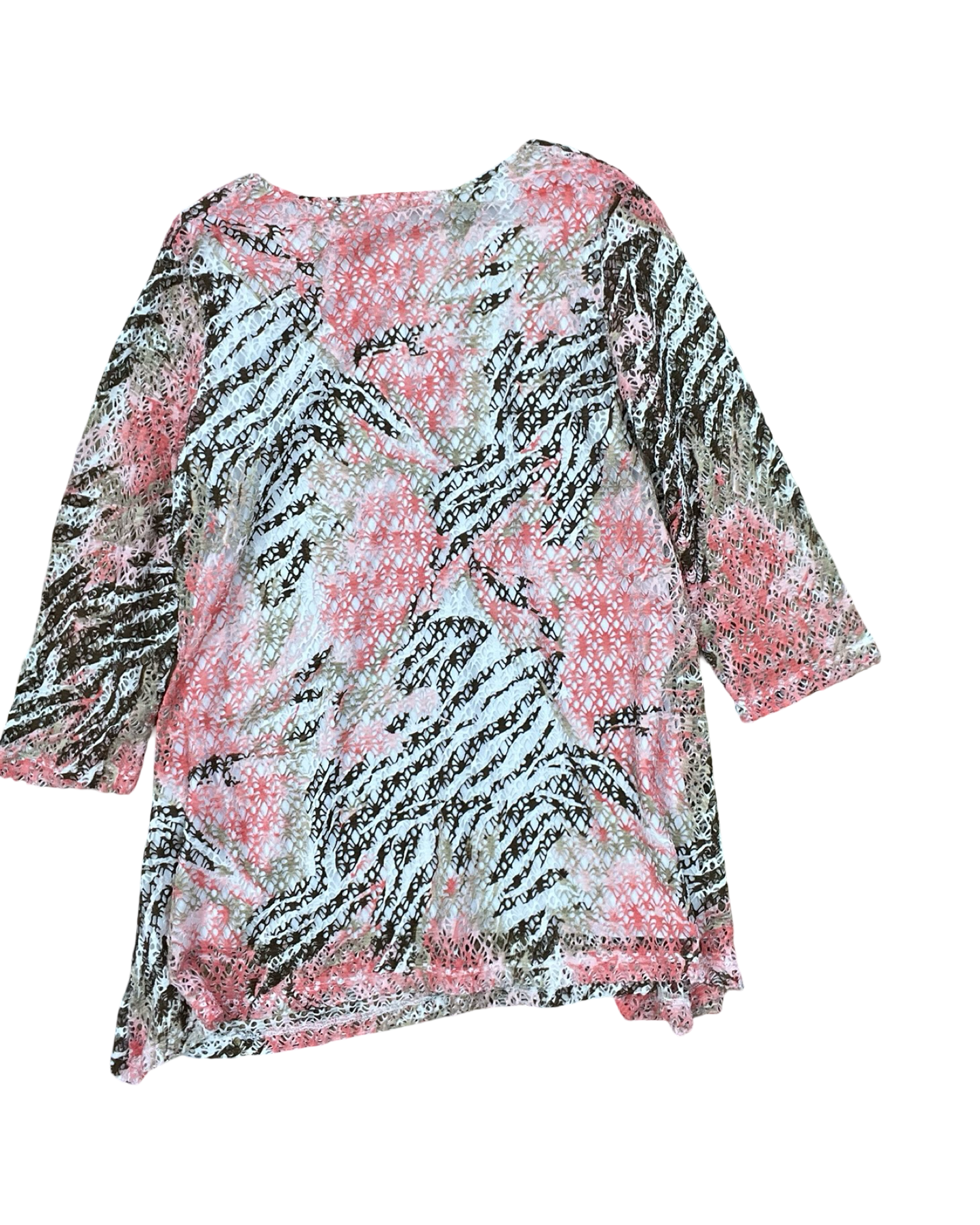 Top 3/4 Sleeve By Clothes Mentor In Pink & White, Size:M