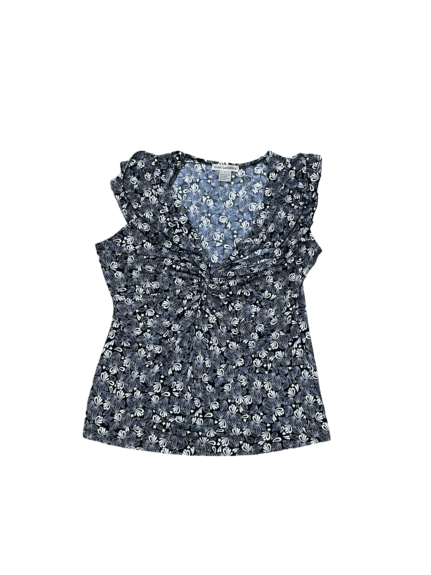 Top Ss By Susan Lawrence In Black & Blue, Size:L