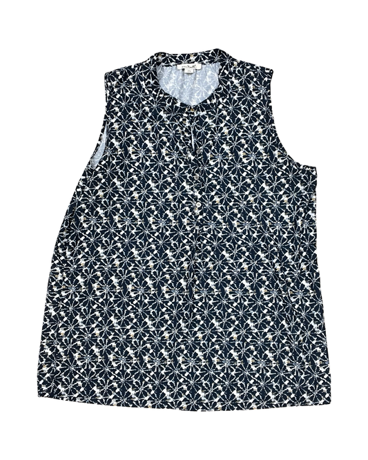 Top Sleeveless By Simply Noelle In Blue & White, Size:1X