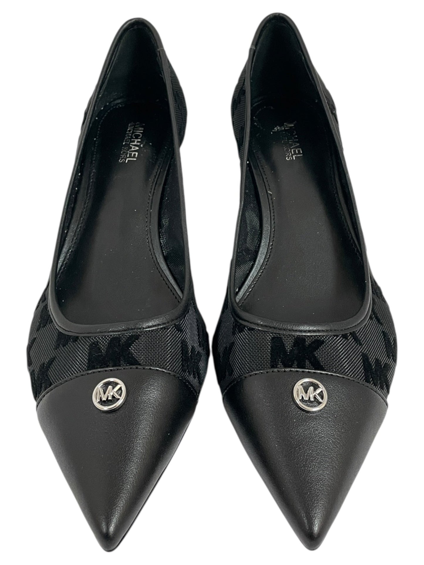 Shoes Heels Kitten By Michael By Michael Kors In Black & Silver, Size:7.5