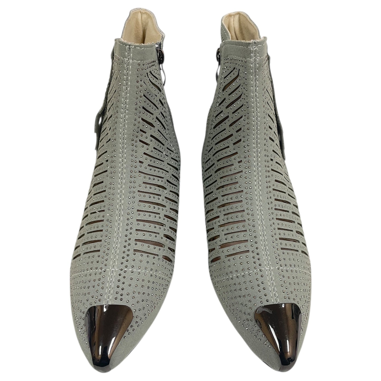 Boots Ankle Heels By Cme In Grey & Silver, Size:7.5