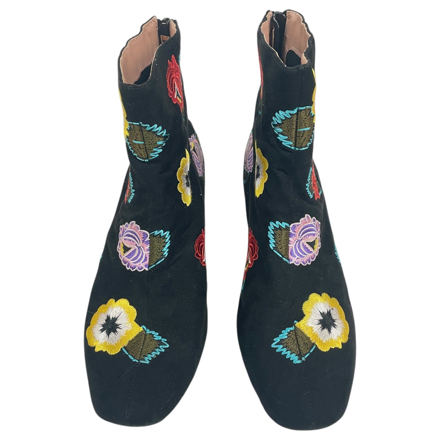 Boots Ankle Heels By Betsey Johnson In Floral Print, Size:7