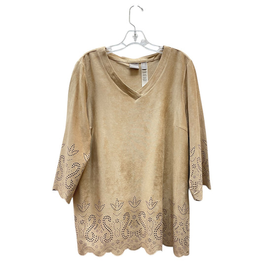 Tunic 3/4 Sleeve By Chicos In Tan, Size:L