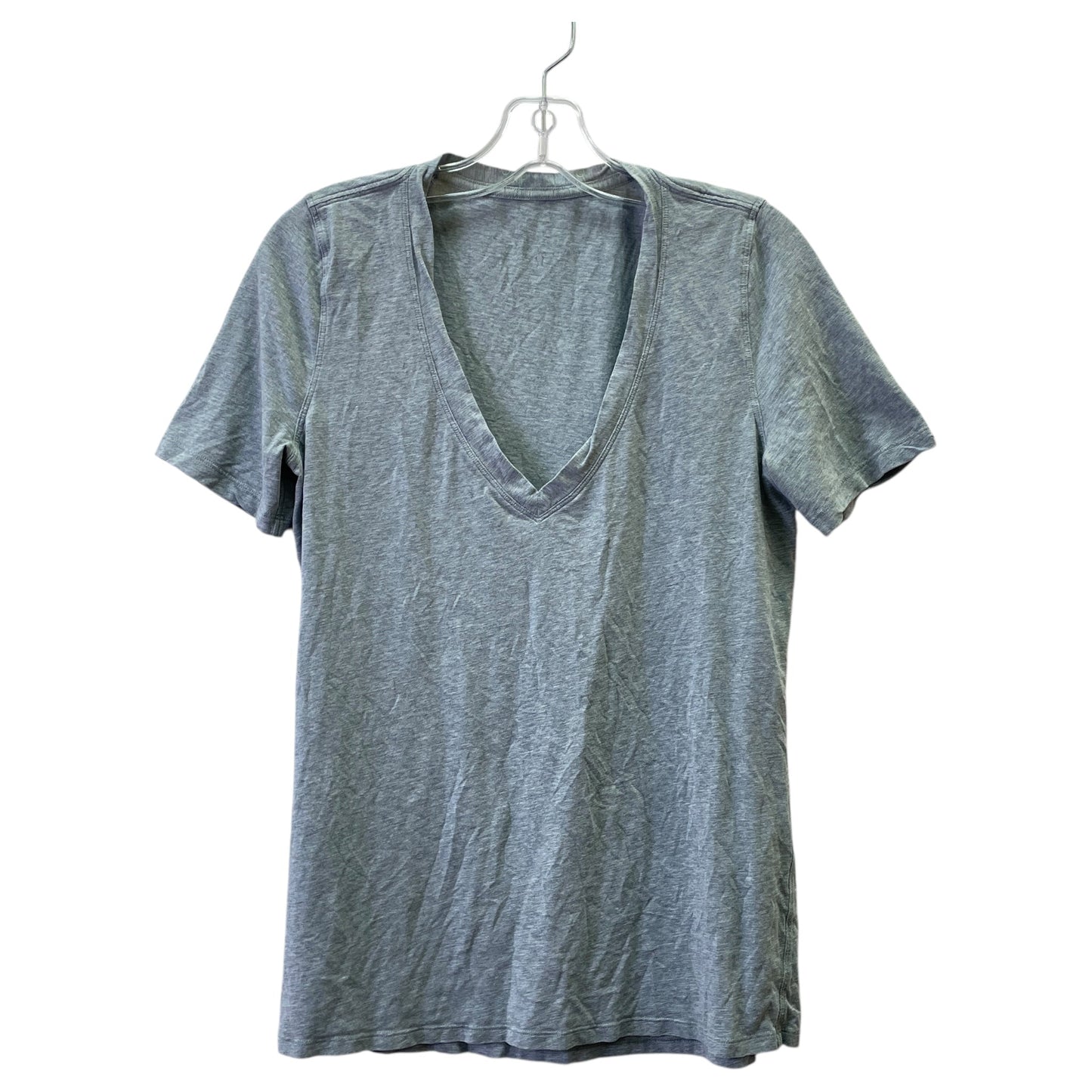 Athletic Top Ss By Lululemon In Grey, Size:S