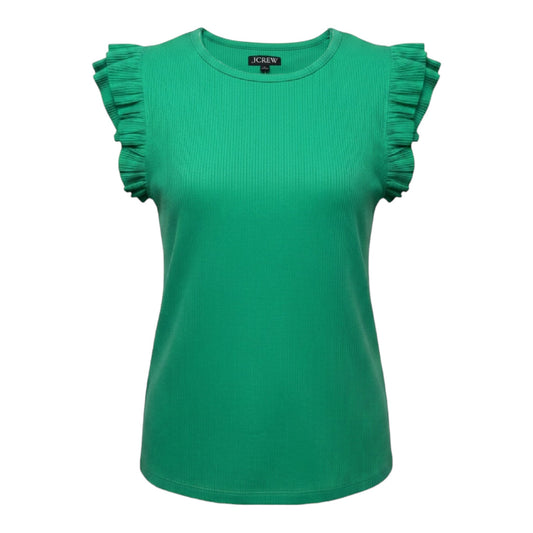 Vintage Rib Ruffle Sleeve Shirt By J. Crew In Green, Size: S