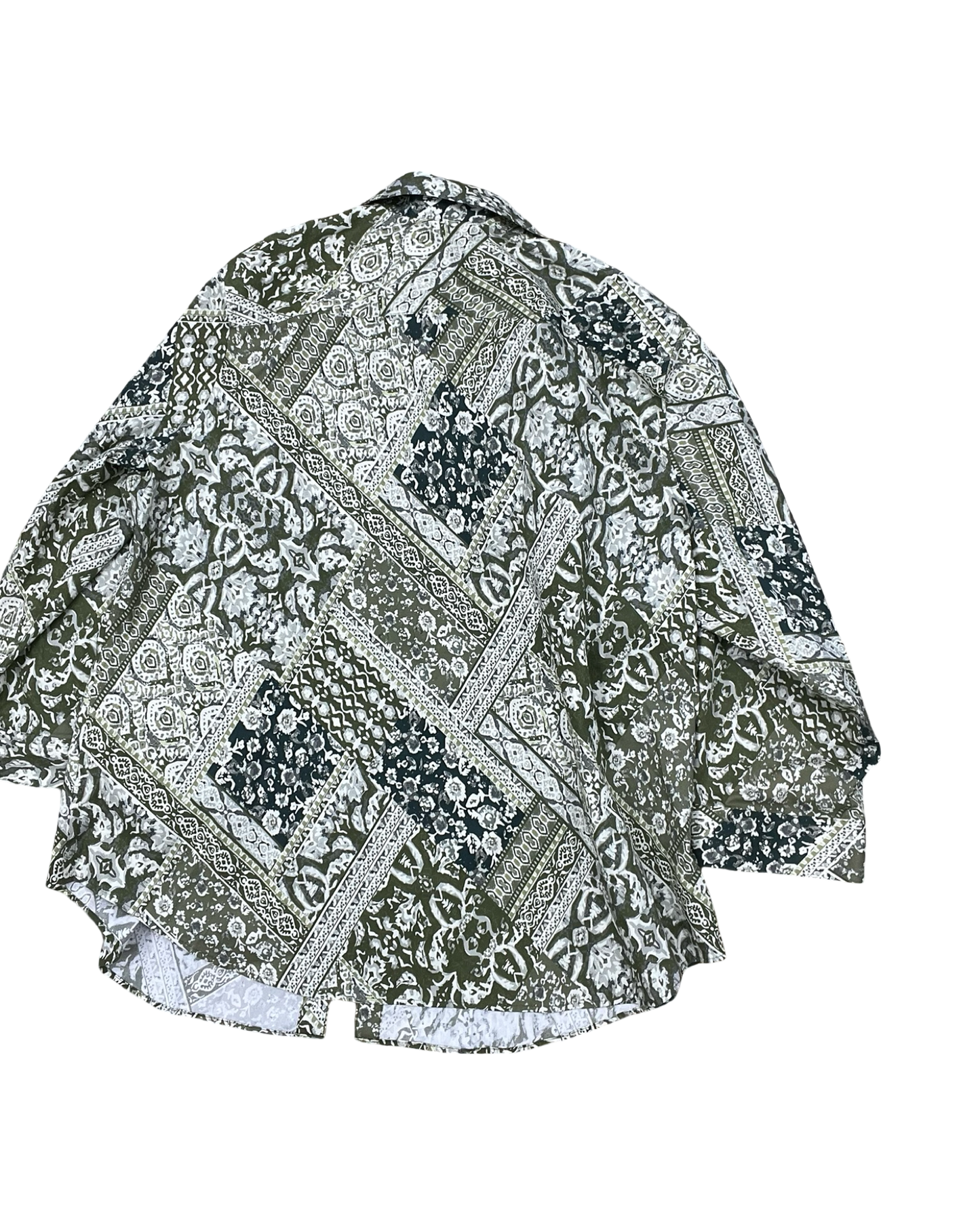 Top 3/4 Sleeve By Coldwater Creek In Green & White, Size:2X