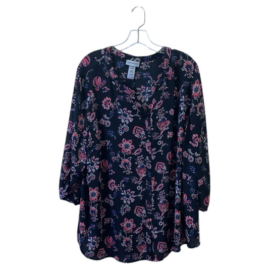Top 3/4 Sleeve By Catherines In Black, Size:2X