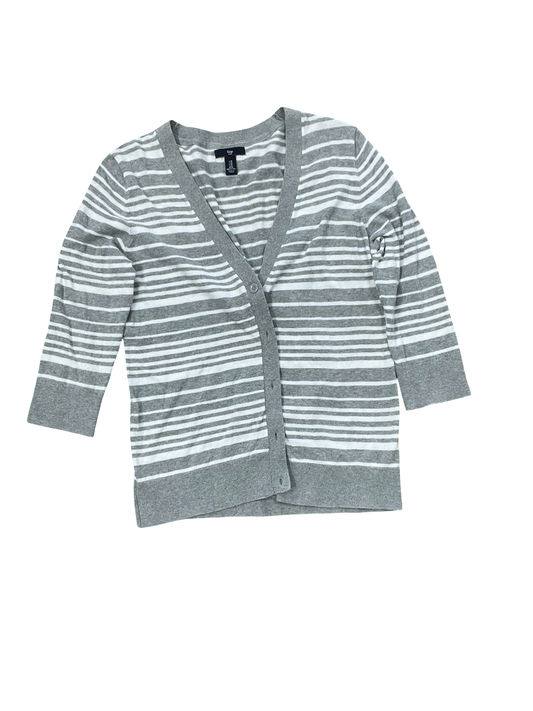 Cardigan By Gap In Grey & White, Size:M