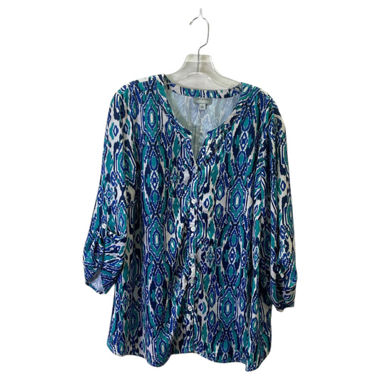 Top 3/4 Sleeve By Catherines In Blue & Green, Size:2X