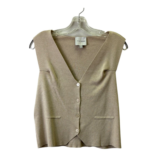 Vest Sweater By Pink Rose In Taupe, Size:Xl
