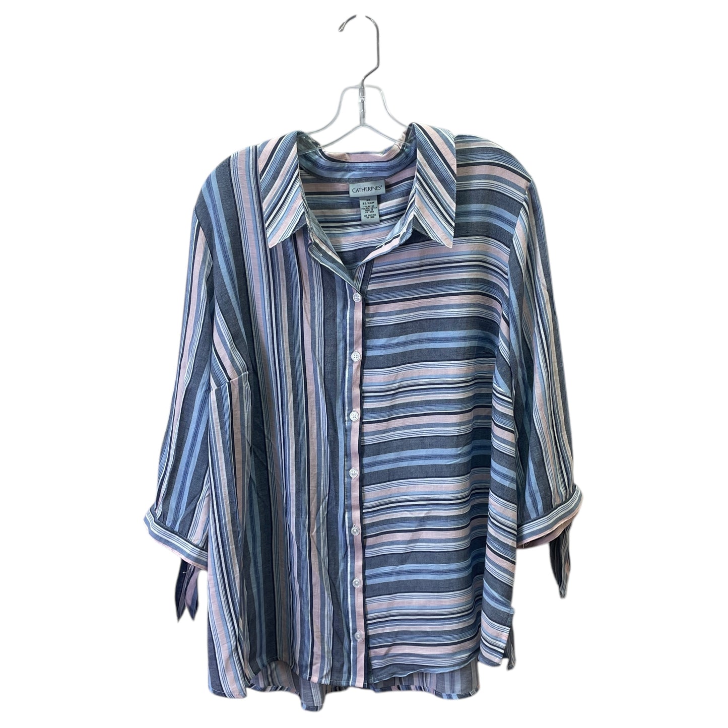 Top 3/4 Sleeve By Catherines In Blue & Pink, Size:2X