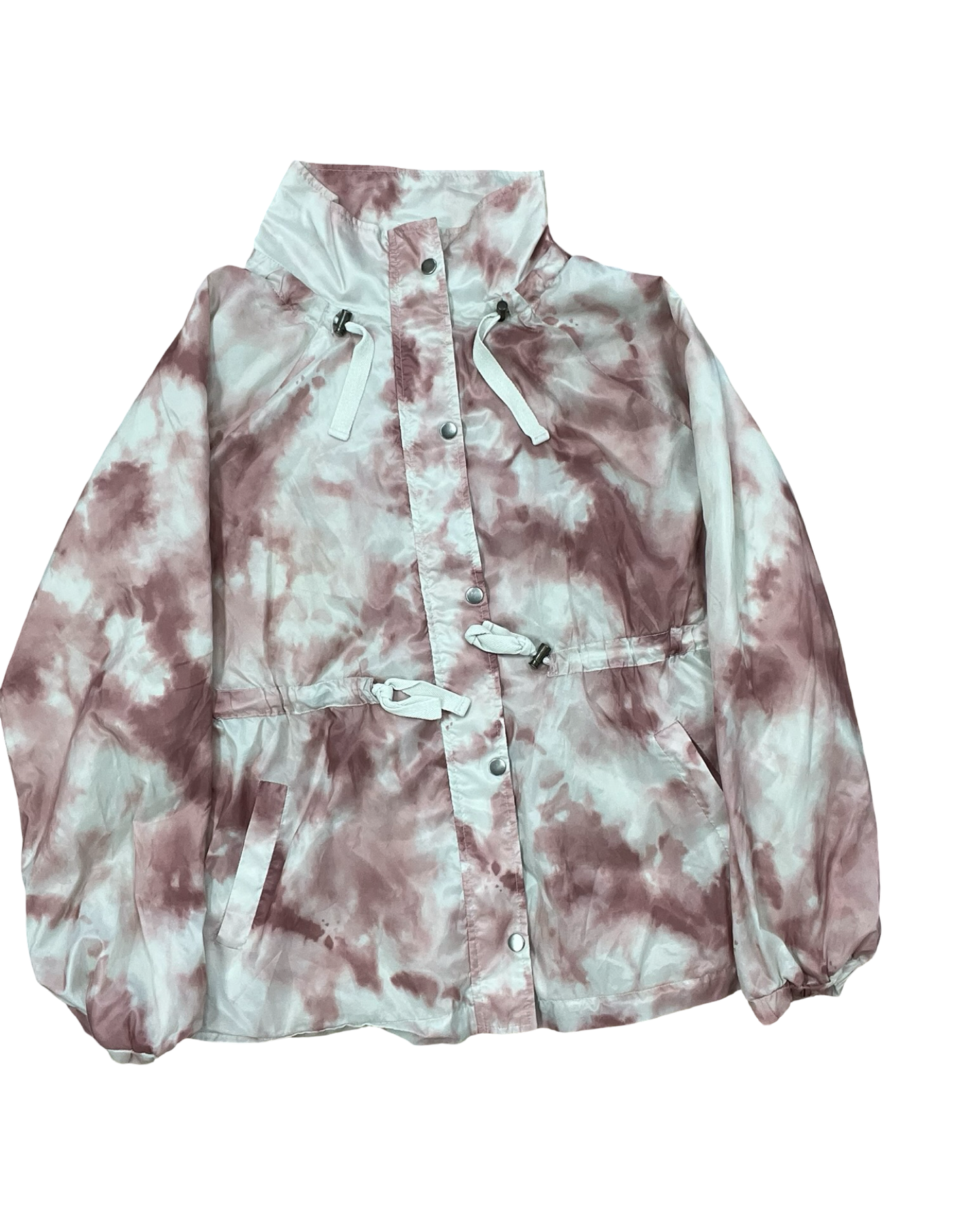 Jacket Windbreaker By Maurices In Pink & White, Size:1X