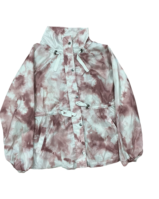 Jacket Windbreaker By Maurices In Pink & White, Size:1X