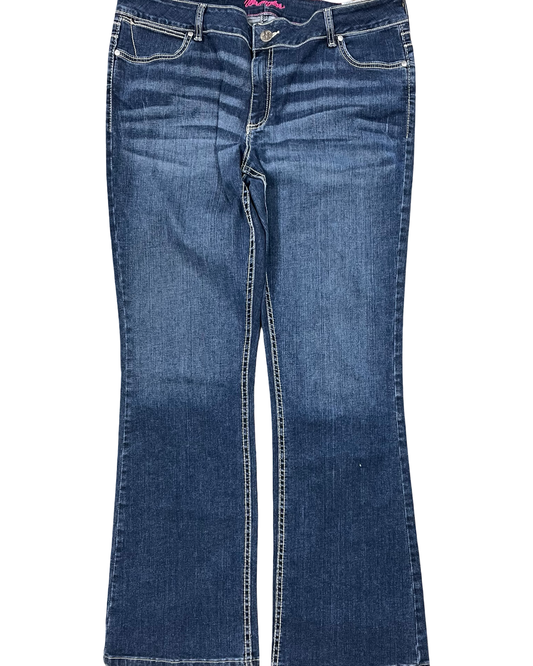Jeans Boot Cut By Wrangler In Blue Denim, Size:18