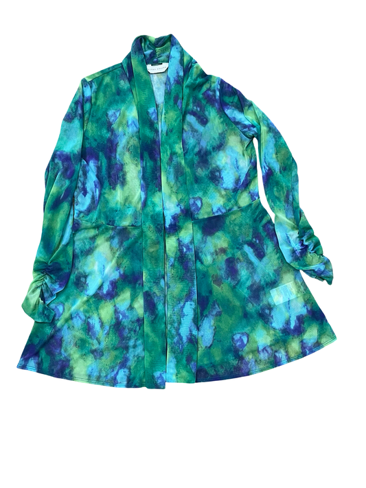 Cardigan By Susan Graver In Green & Purple, Size:Xsp