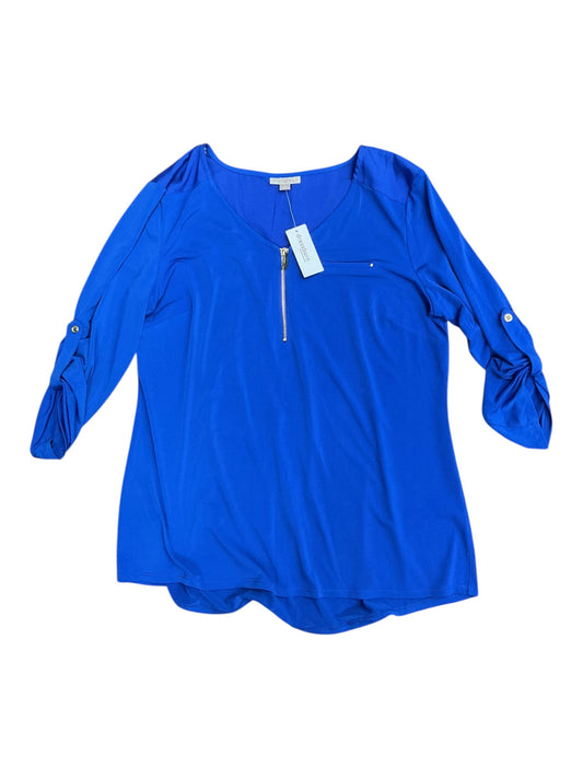 Top 3/4 Sleeve By Roz And Ali In Blue, Size:L