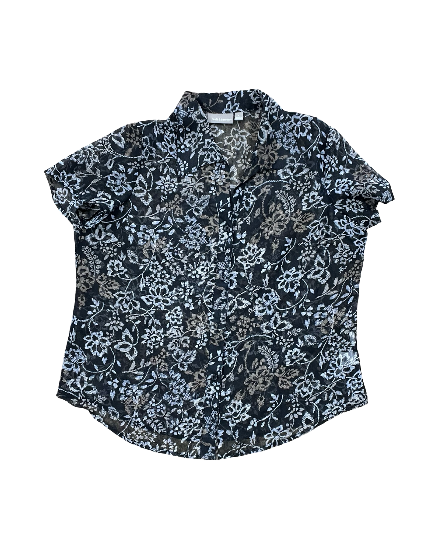 Blouse Ss By Croft And Barrow In Black & Tan, Size:L