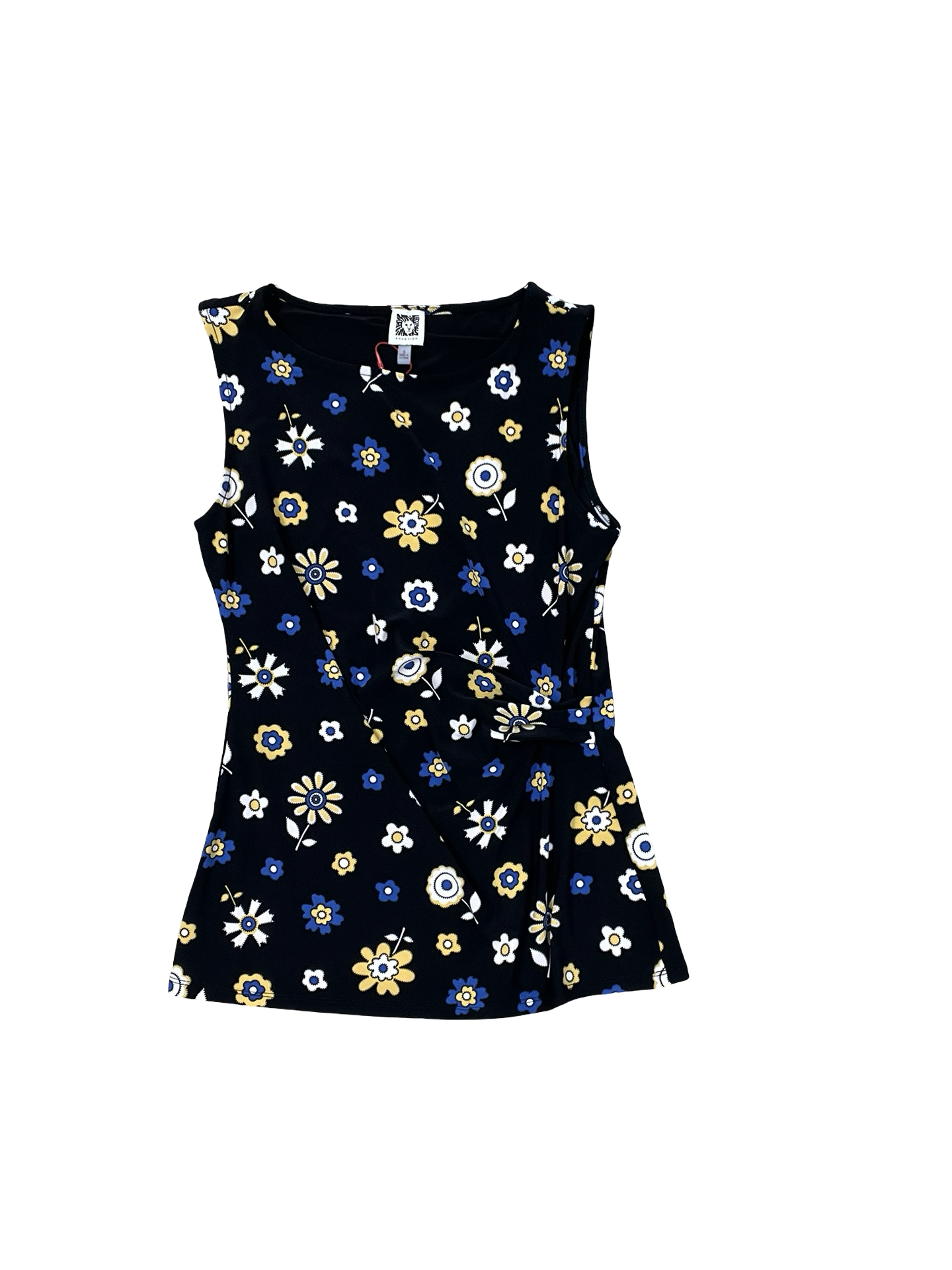 Top Sleeveless By Anne Klein In Black & Yellow, Size:S