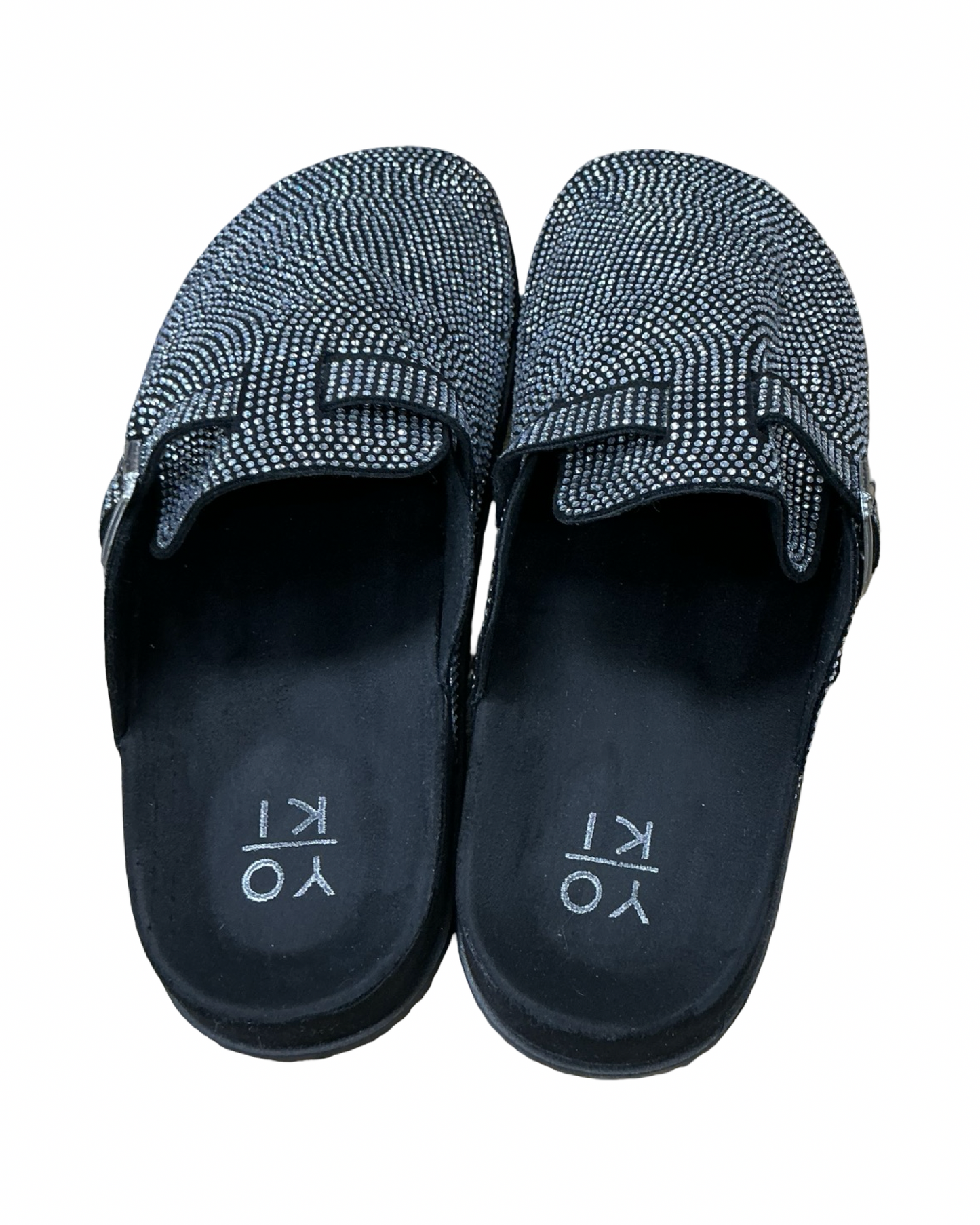 Shoes Flats By Yoki In Black & Silver, Size:10