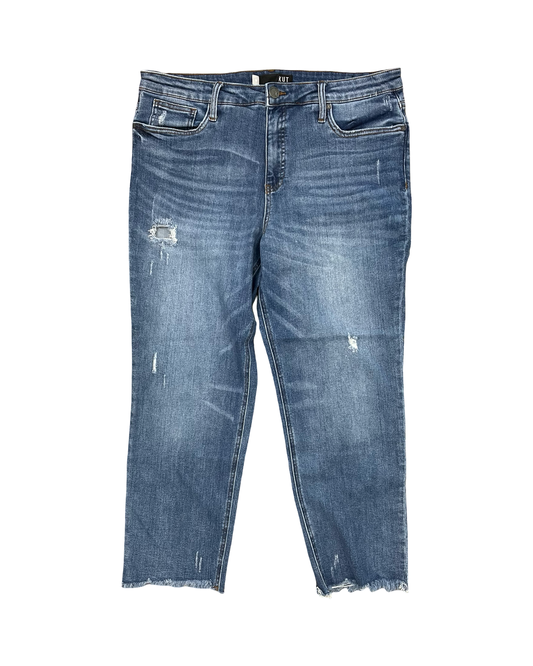 Jeans Straight By Kut In Blue Denim, Size:16