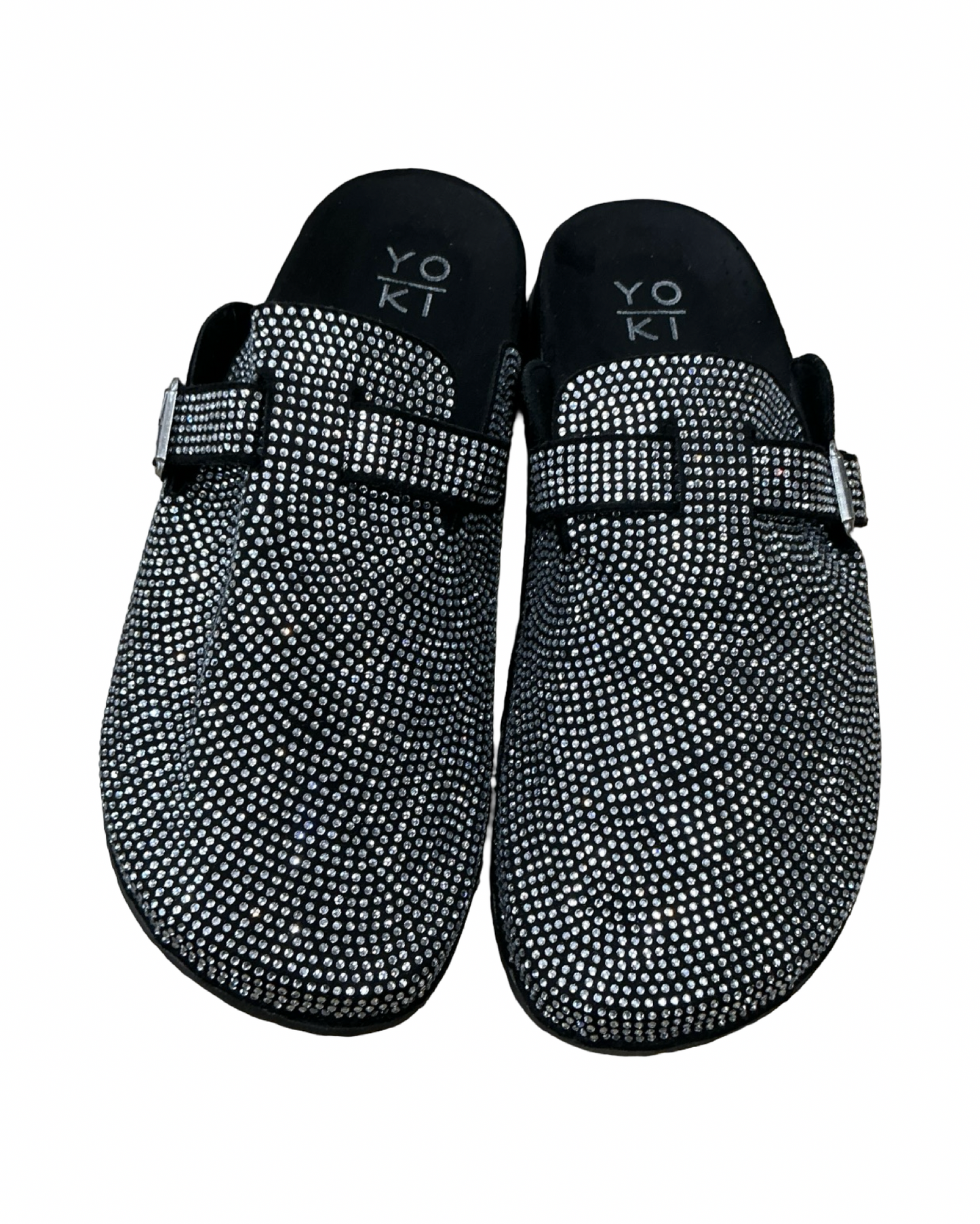 Shoes Flats By Yoki In Black & Silver, Size:10